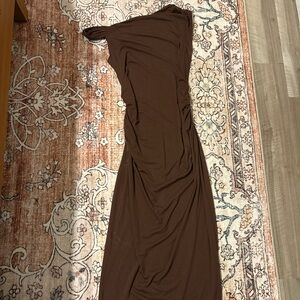 Elegant Brown Off-Shoulder Dress